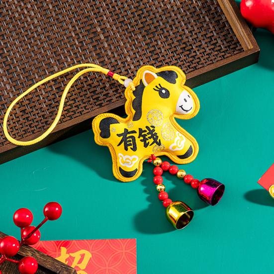 2026 Chinese New Year Horse Lucky Hanging Pendant Zodiac Animal Feng Shui Charm with Tassel/Bell for Spring Festival Wedding Party Car Tree Decor