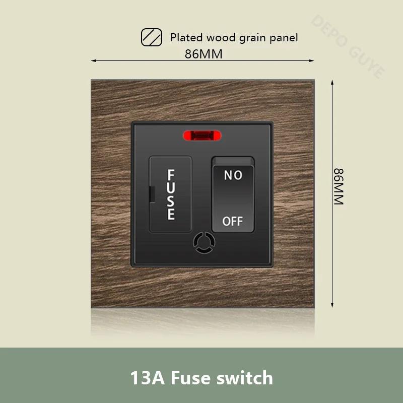 Двойная розетка UK 18W Type-C с функцией быстрой зарядки, универсальная электрическая розетка USB в стиле ретро с отделкой под дерево, электрический настенный выключатель света 220 В