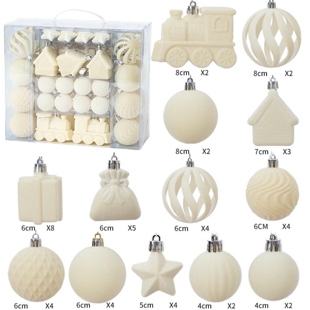 50pcs Flocked Christmas Balls Velvet Christmas Baubles Assorted Holiday Ornaments Indoor Decor