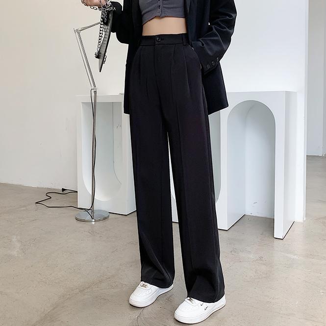 Autumn High Waist Straight Suits Pants Women Solid Office Ladies Wide Leg Pants Female Loose Add Long Trousers Woman Pantalones