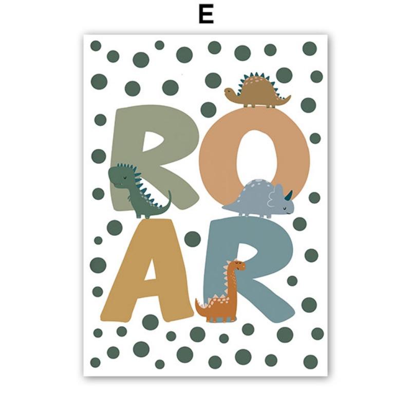 Мультфильм динозавр индивидуальный детский имя настенное искусство холст картина скандинавский динозавр плакаты и принты настенные картины дети декор детской комнаты
