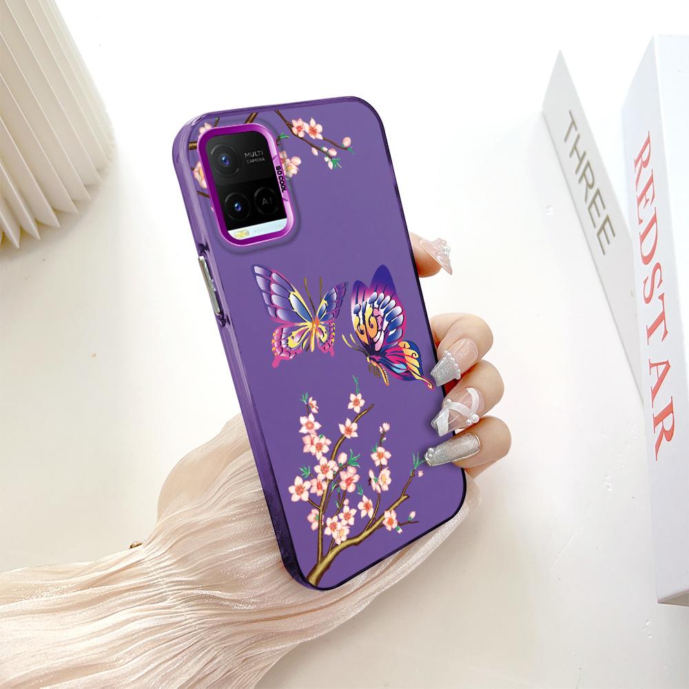 Окрашенный узор, красочный серебристый, двухсторонний, жесткий, противоударный чехол для телефона Vivo