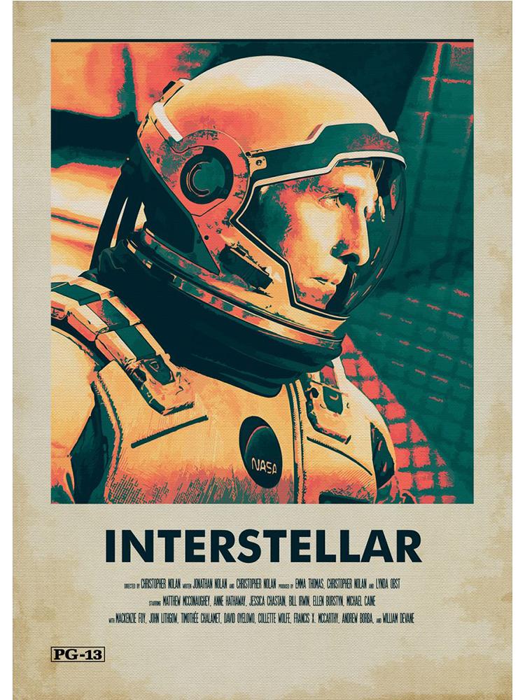 Классический научно-фантастический фильм «Интерстеллар» постер с печатью на холсте, персонажи фильма, винтажная настенная картина для гостиной, украшение дома