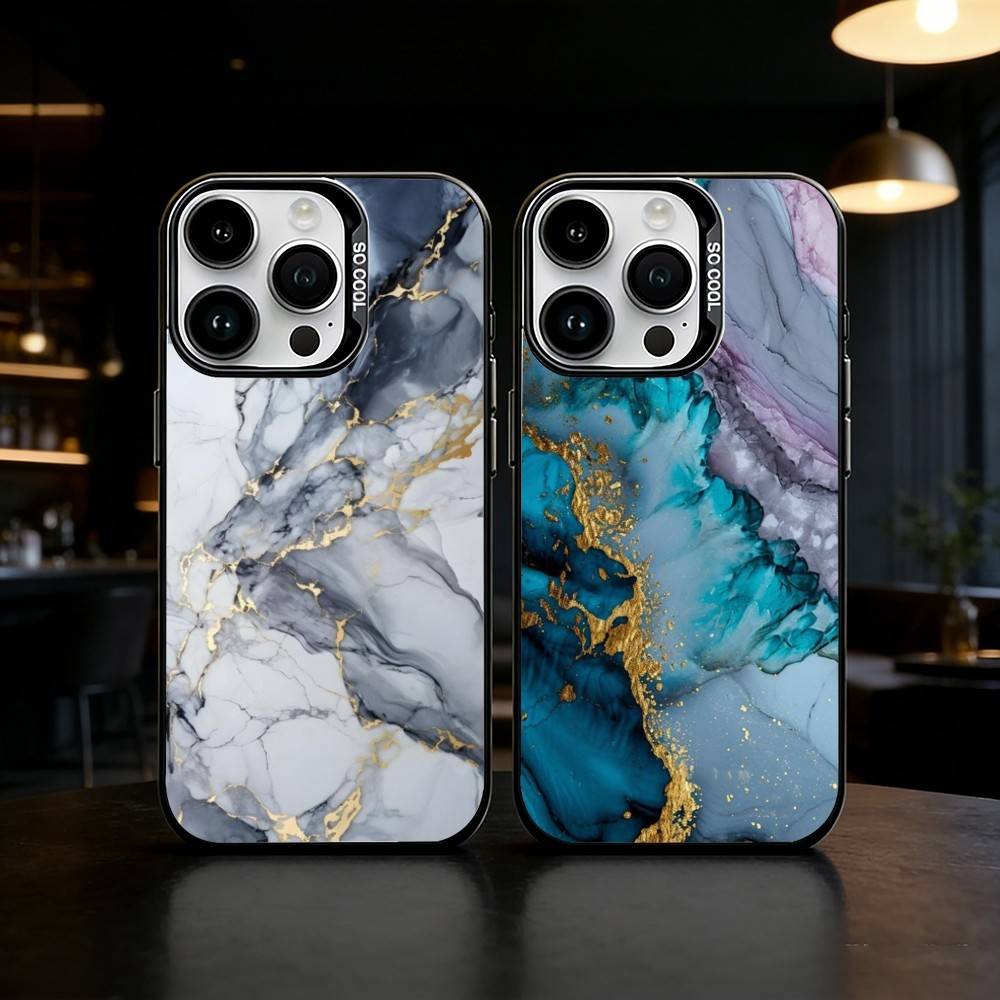 Акварельный Мраморный Посеребренный Внутри Чехол Для Телефона Для iPhone 17,16,15,14,13,12,11,Pro Max,Plus Конфетный Серебряный Чехол