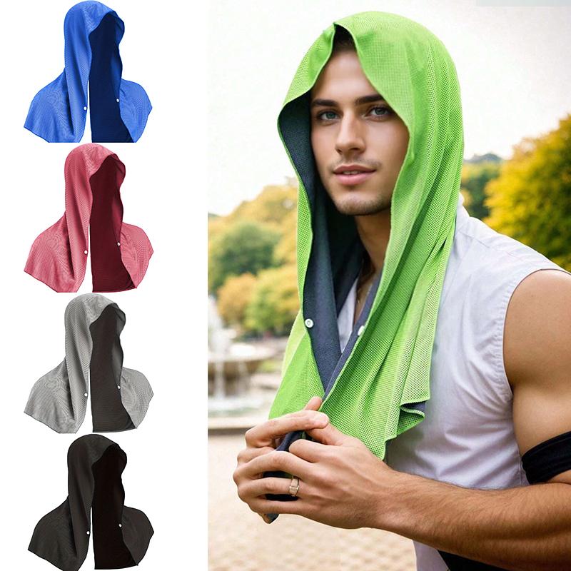 Охлаждающее полотенце с капюшоном для спортзала, фитнеса, быстросохнущее полотенце для спорта, бега, велоспорта, впитывающие пот полотенца, шапка, шарф, мягкое полотенце из микрофибры