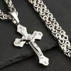 Bible Silver Color Jesus Cross Pendants Necklaces Byzantine Long Chain Necklace for Men Jewelry