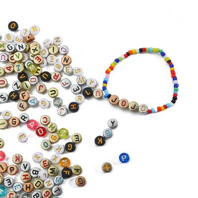 100 шт., металлические цветные акриловые круглые бусины с алфавитом/буквой для изготовления ювелирных изделий, браслет ручной работы, ожерелье