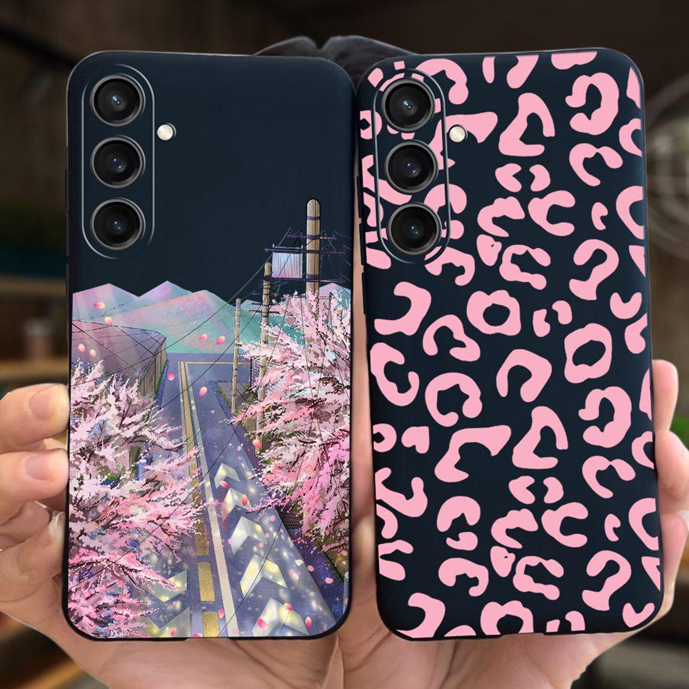 Для Чехла Funda Samsung A35 5G Case SM-A356E Пара Любовь Сердце Цветок Кошка Рисунок Задняя Крышка Для Samsung Galaxy A35 5G Etui