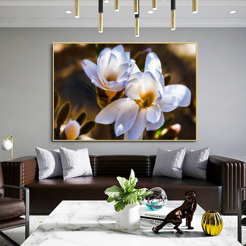Современные постеры с цветами и принты, настенная живопись на холсте, магнолия, декоративные картины для декора гостиной, без рамки