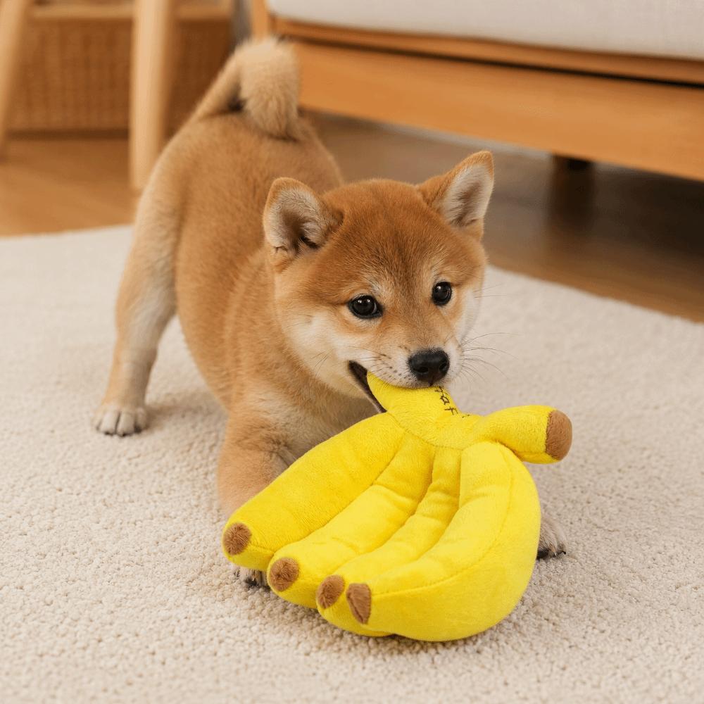 Yellow Squeaky Dog Toy Plush Banana Pet Interactive Toys Funny Pet Chew Plush Toy Gift