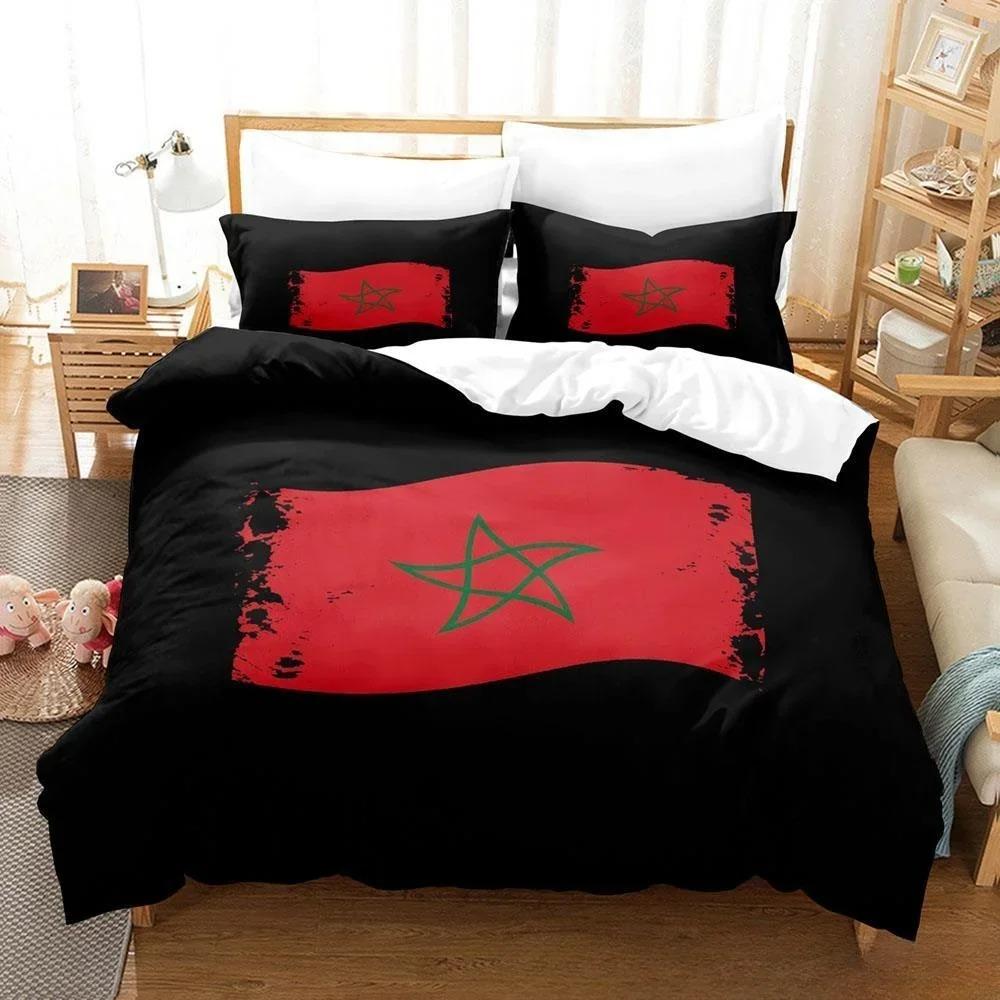 Комплекты простыней с 3D-печатью, комплект постельного белья с флагом Марокко, односпальная кровать, двуспальная кровать размера «king-size», комплект постельного белья для взрослых и детей, комплекты пододеяльников