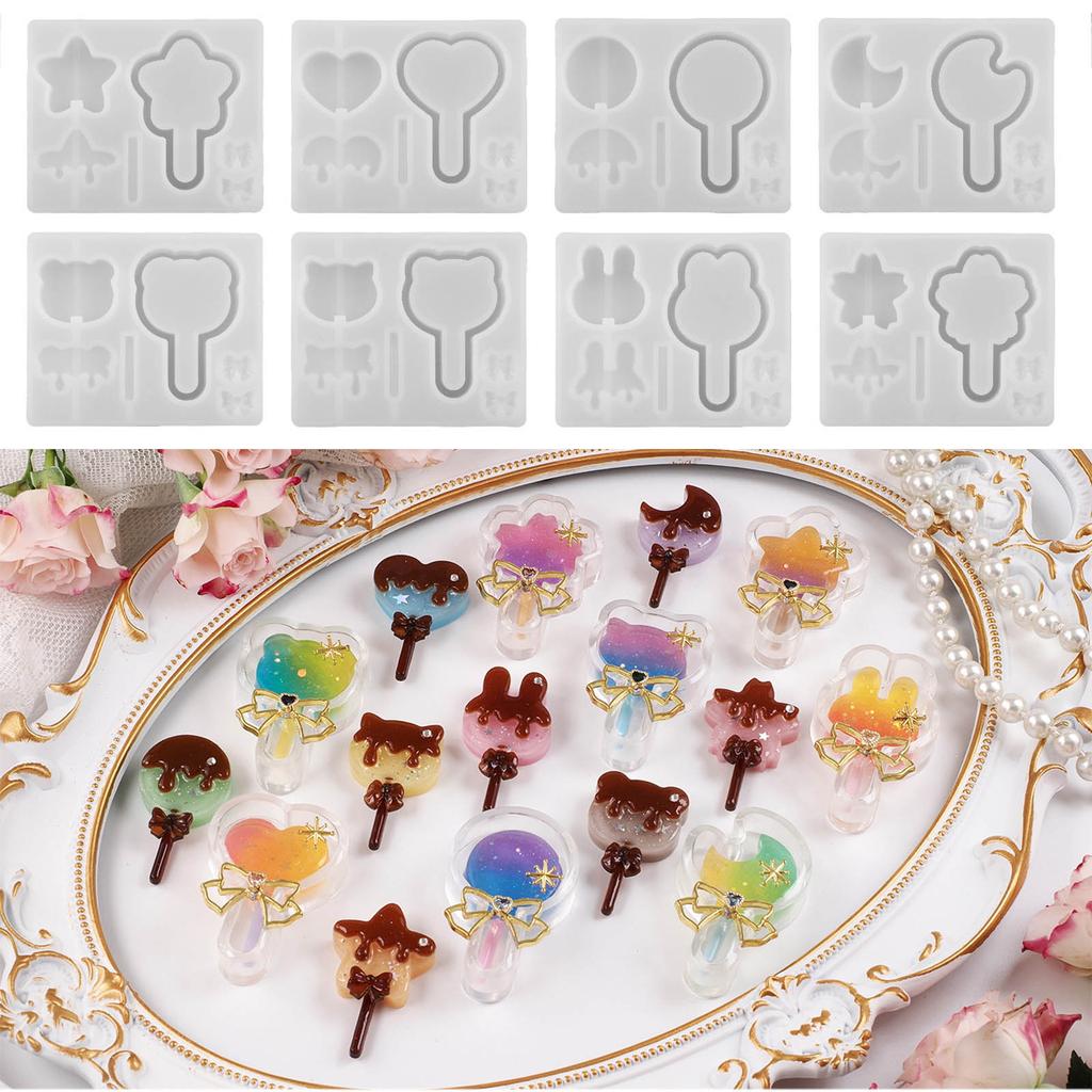 Милая форма для леденца с зыбучим песком, форма для кулона ручной работы, силиконовая форма для литья смолы, для DIY брелока, ювелирных изделий, антипригарная