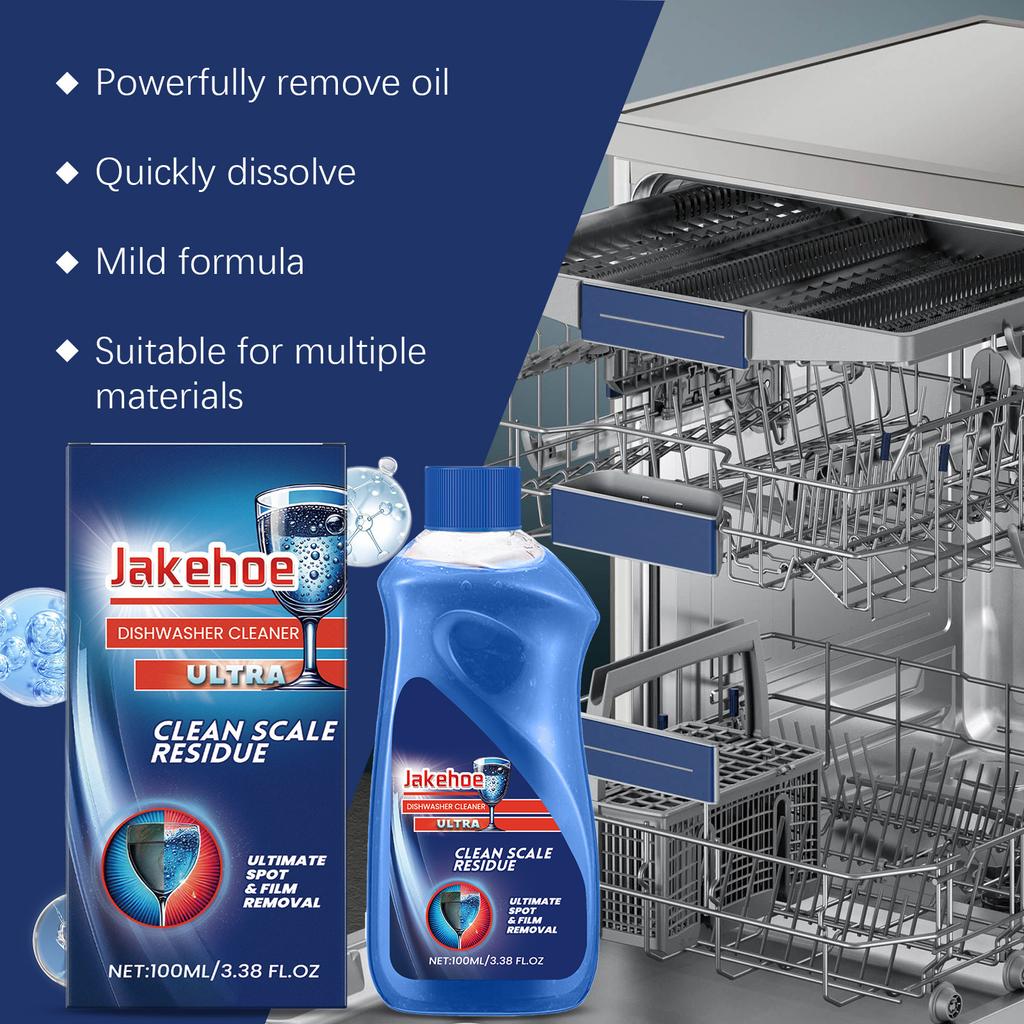 JAKEHOE Dishwasher Cleaner Removes Stains Grease & Limescale Household Kitchen Dishwasher Cleaning Liquid