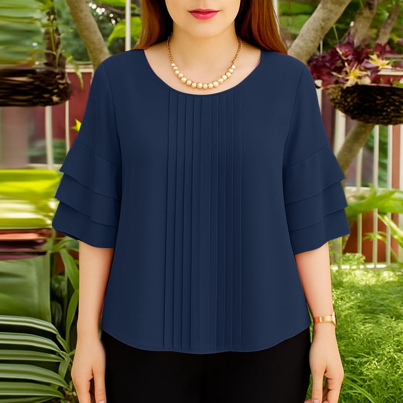 ZANZEA Женская повседневная блузка с круглым вырезом и рукавом 3/4