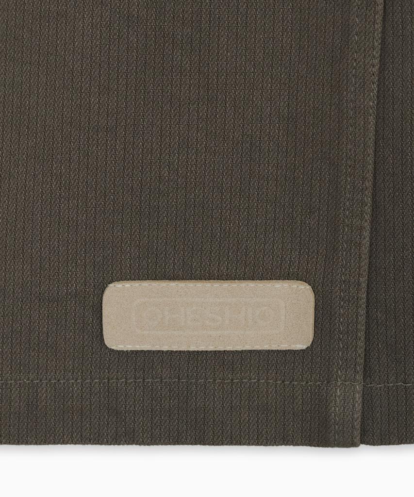 OHESHIO Round Collar Cotton Jacket, Brown Khaki