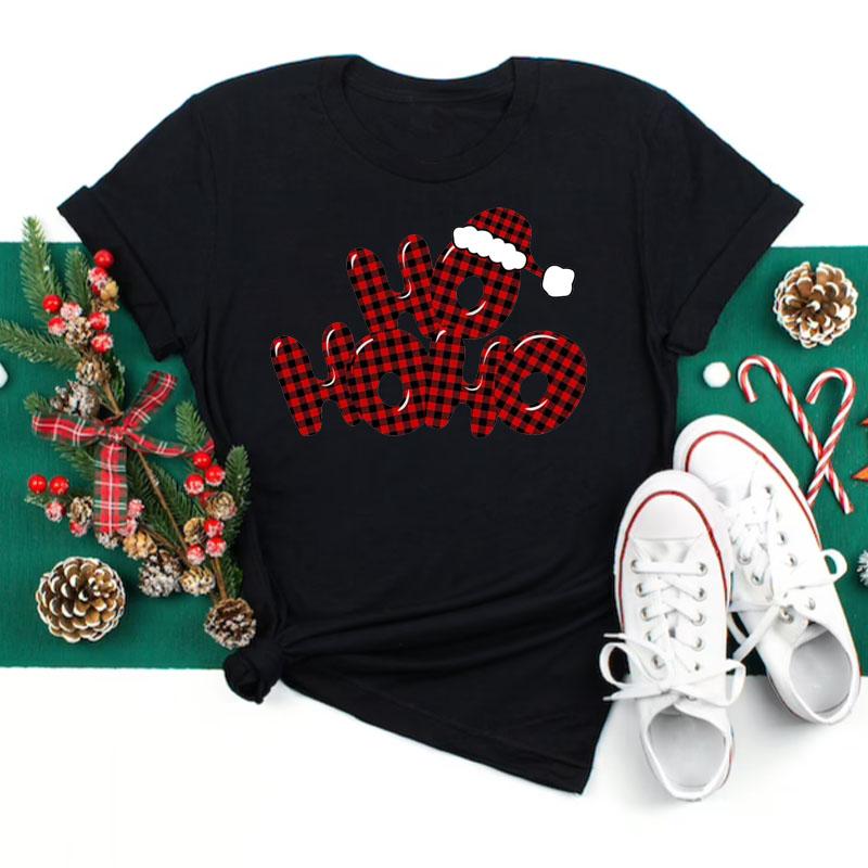 Maycaur Women Santa Claus Print Clothes Christmas 90s Funny Holiday Fashion Cartoon Tops Tee Shirt Ladies Female Graphic T-Shirt