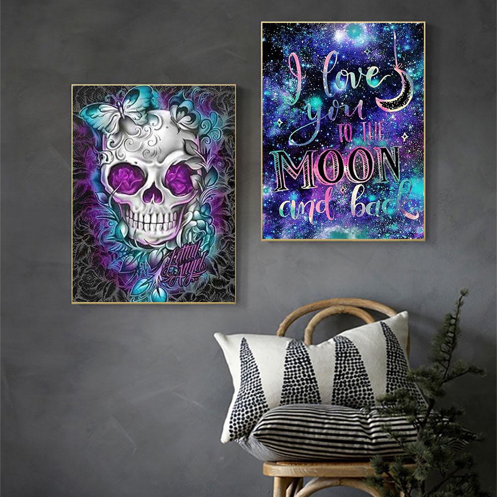 Diy Skull Painting Diamond 5d Flower Alphabet Diamond Embroidery Cross Stitch Kit Full Rhinestone Mosaic Home Decor Gift