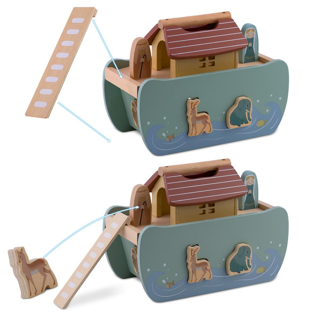 Wooden Noah's Ark With Animals Nk-862 Nukido