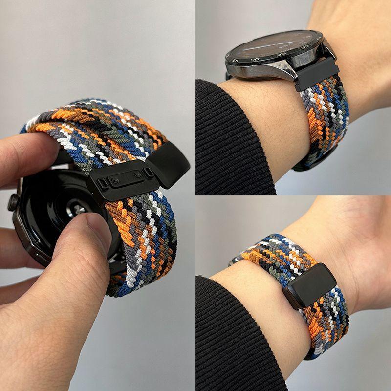 Универсальный нейлоновый ремешок для часов 20 мм 22 мм - Нейлоновая магнитная пряжка Эластичный плетеный сменный ремешок для смарт-часов для HUAWEI Watch Samsung Galaxy Watch Amazfit