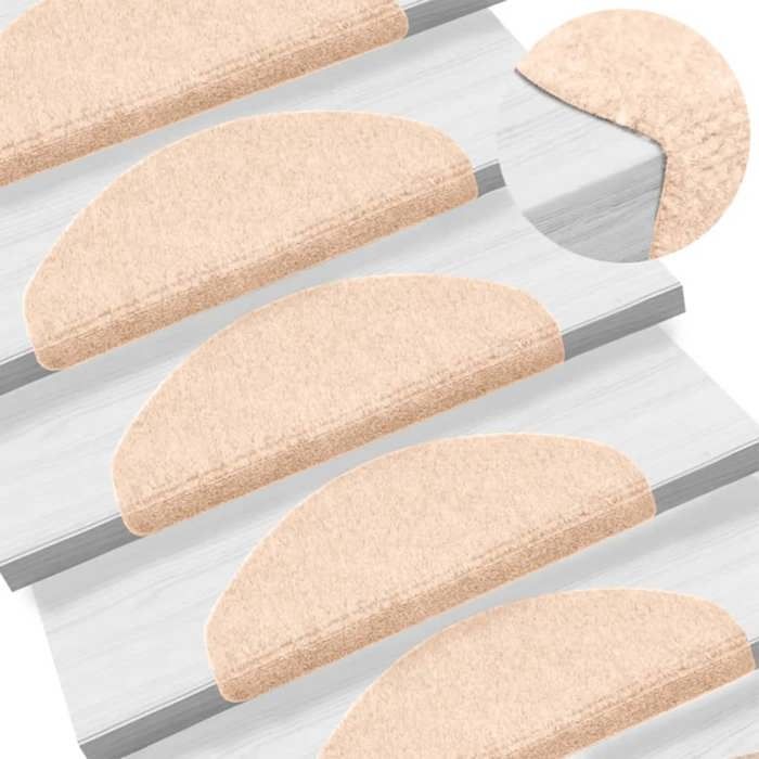 VidaXL Self-Adhesive Stair Treads 15 Pieces 65 X 21 X 4 Cm Light Brown Semicircular Large 132696