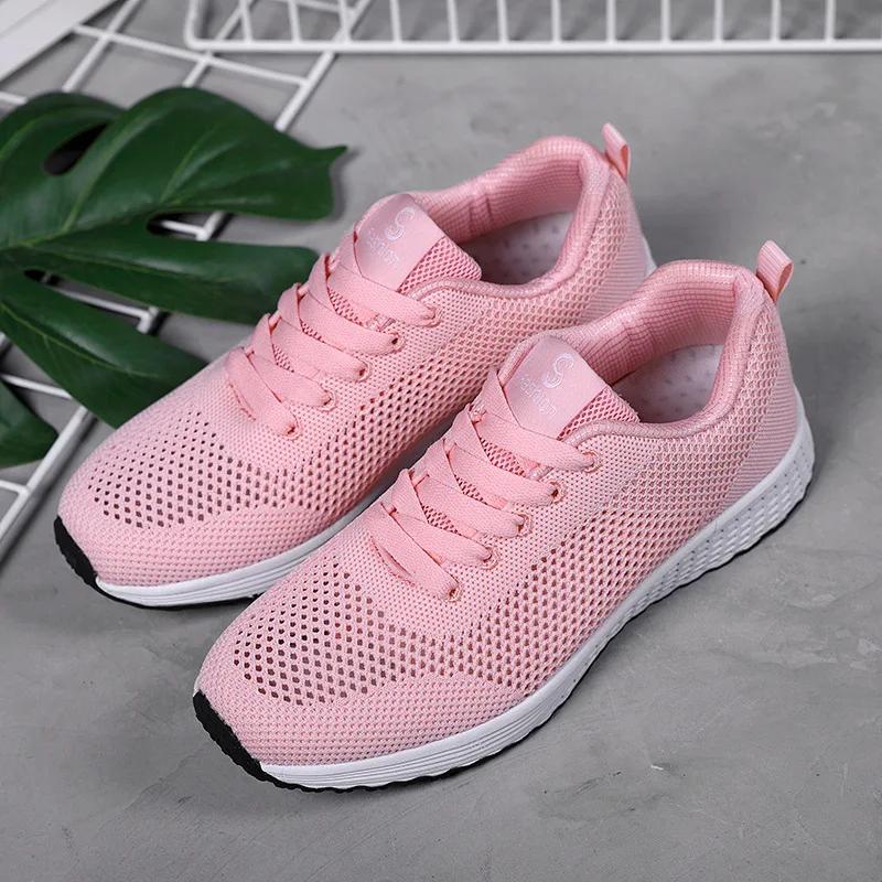 Модные новые женские повседневные туфли тканые дышащие женские кроссовки прогулочные сетчатые туфли на шнуровке на плоской подошве кроссовки женские теннисные женские