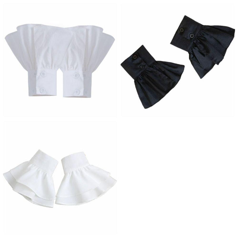 Ruffles Pleated Fake Sleeves Chiffon Detachable Cuffs Fake Flared Sleeves False Cuffs Sweater Horn Cuffs Hand Wrist Cuffs