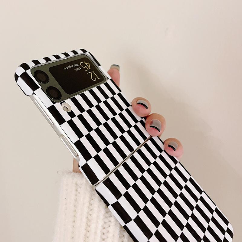 Простой и модный чехол для телефона в черно-белую полоску для Samsung Galaxy Z Flip 3, 5 г, тонкий жесткий матовый чехол для ПК для Z Flip3
