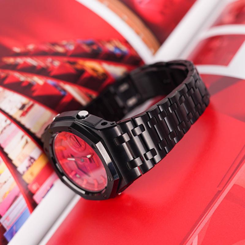 Casio Унисекс Жидкокристаллические, Аналоговые Двойной Дисплей Серия 44 мм Красные Часы GA-2100-4A(Часы1--)