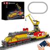 Mould King 12027 MOC Remote Control EMD SD40-2 Diesel Locomotive Railroad Train Building Block Set Kit 1170 Railroad Freight Cargo Car