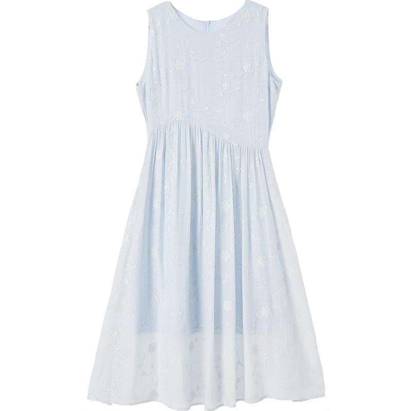 Baitu Women's Sleeveless Embroidered Dress