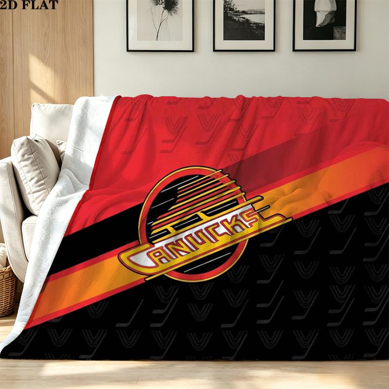 Vancouver Canucks Print Flannel Blanket High Quality Warm Comfortable Cover for All Seasons Perfect for Gifts Home Decor