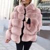 (SU)Women Plus Size Short Faux Coat Warm Furry FauxLong Jacket Sleeve Outerwear
