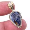 Natural Pietersite Gemstone 925 Solid Sterling Silver TwoTone Pendant 1.25" T5z21