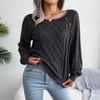 Women Warm Knitted Sweater Autumn Winter Casual Square Collar Studded Button Twist Knit Pullover Jumpers