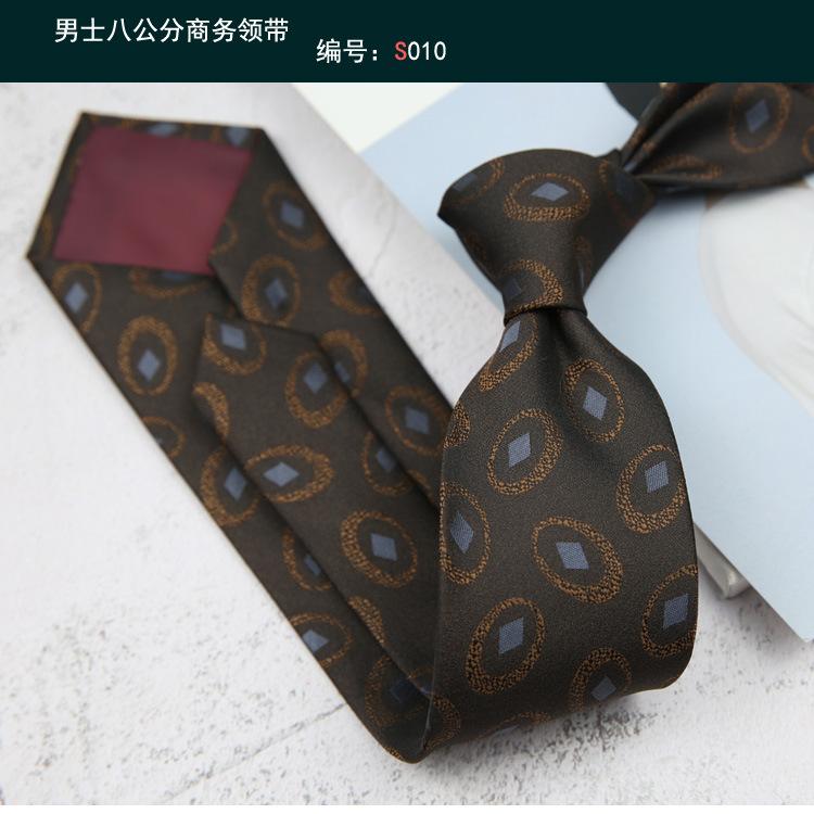 Tie Men'S Retro Coffee Milky White Wedding Stage British 8Cm Dress Professional Business Hand Stripes