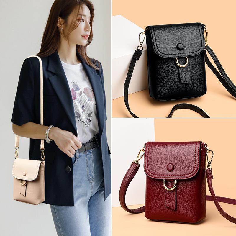 Lightweight Messenger Mobile Phone Bag For Shopping, Lychee Pattern Simple Female Small Retro Mini Change Single Shoulder