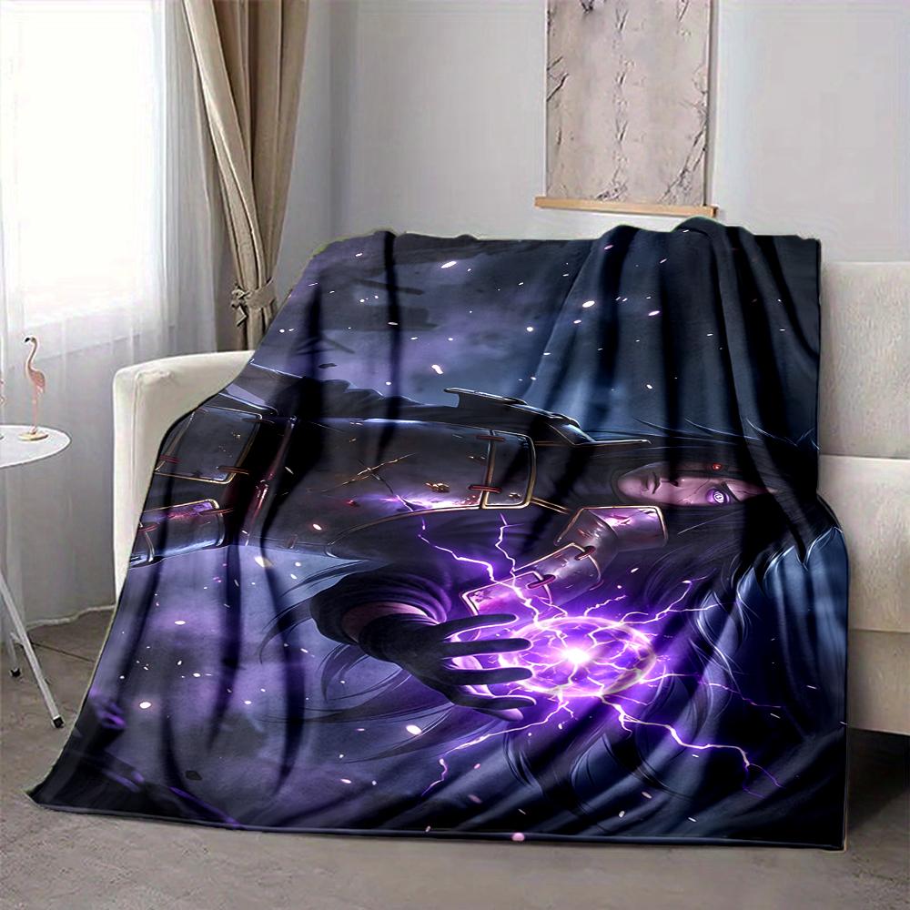 1Pc Dark Magic Warrior Flannel Blanket, Soft And Comfortable, Casual Warm, Camping Travel, Christmas, Halloween Xmas Gift S1376