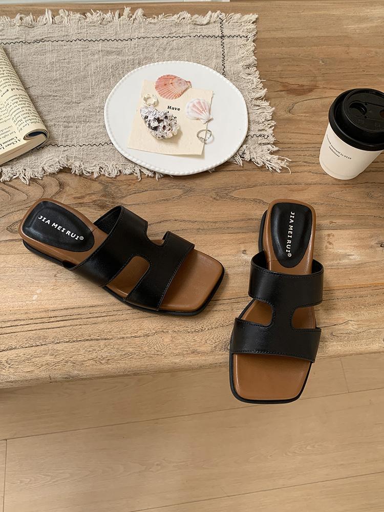 Модные сандалии с открытым носком женские летние новые на толстом каблуке для женские на низком каблуке модные уличные шлепанцы пляжные шлепанцы женские слайды