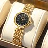 LIGE Fashion Quartz Women Watch Simple Elegant Square Dial Gold Stainless Steel Strap Waterproof Leisure Business Watches+Box