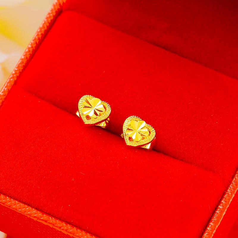 24K Gold-Plated Heart Earrings: Korean Style Fashion