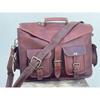 Men's Goat Leather Messenger Real Satchel Bag Genuine Laptop Brown Briefcase