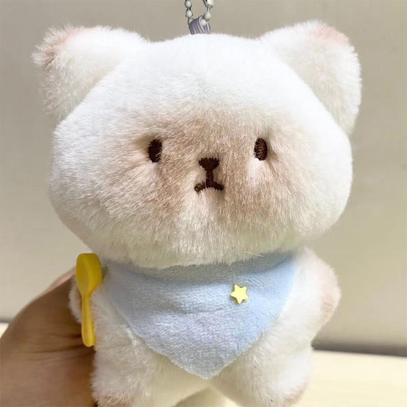 Милый сиамский кот, плюшевая игрушка, мультяшный котенок, кулон, мягкая кукла, брелок для ключей, кольцо для ключей, рюкзак, сумка, декор