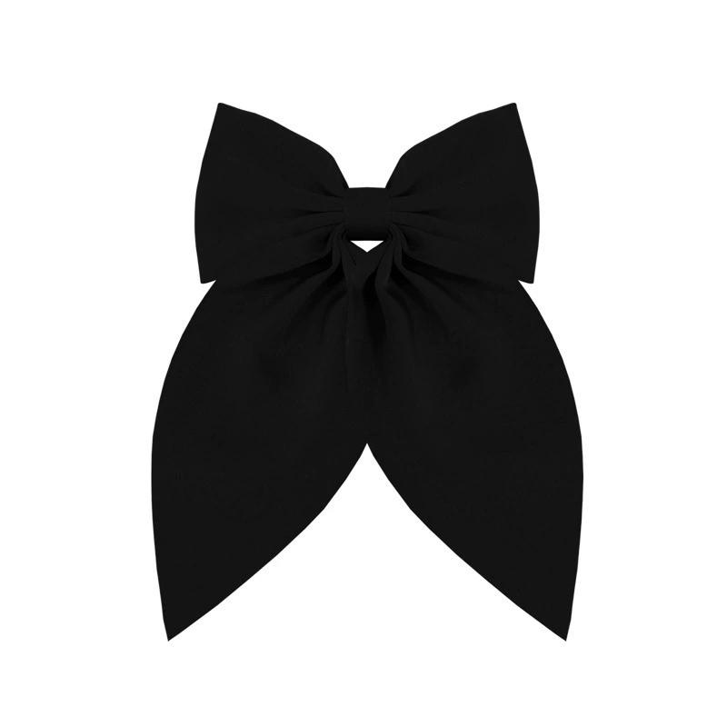 Chiffon Bow Hair Clip Women Large Bowknot Stain Hairpin Girls Solid Color Ponytail Clip Hair Accessories Headwear Gift