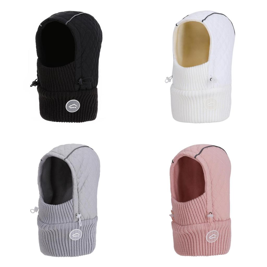 Winter Knit Hat Mask Balaclava With Fleece Lining For Outdoor Cycling And Cold Weather