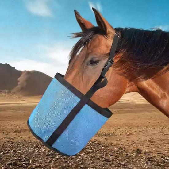 Кормушка для лошадей, прочная сетчатая кормушка для лошадей с регулируемым ремнем, намордник для лошадей, ведро для кормления зерном, порошковыми добавками