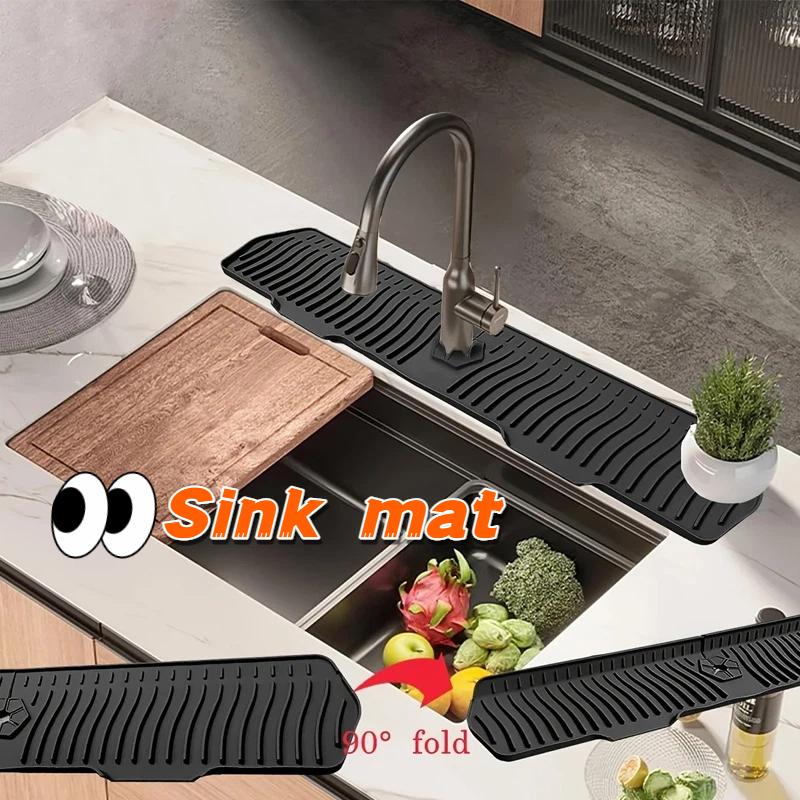 Rectangular Silicone Faucet Splash Pad Kitchen Bathroom Sink Mat Drain Pad Kitchen Decoration Silicone Mat Gadgets For Kitchen