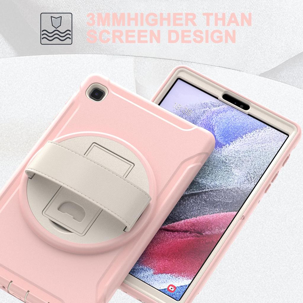 Защитный чехол для Samsung Tab A7 Lite 8,7 дюйма с вращающейся на 360° подставкой и эластичным ремешком на руку
