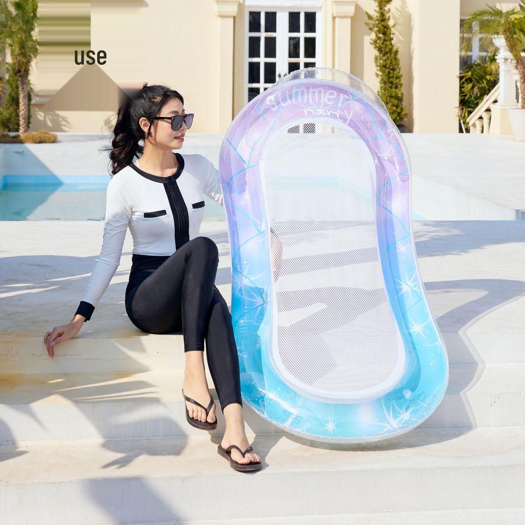 Mesh Backrest Recliner Inflatable Floating Chair with Sequin Design