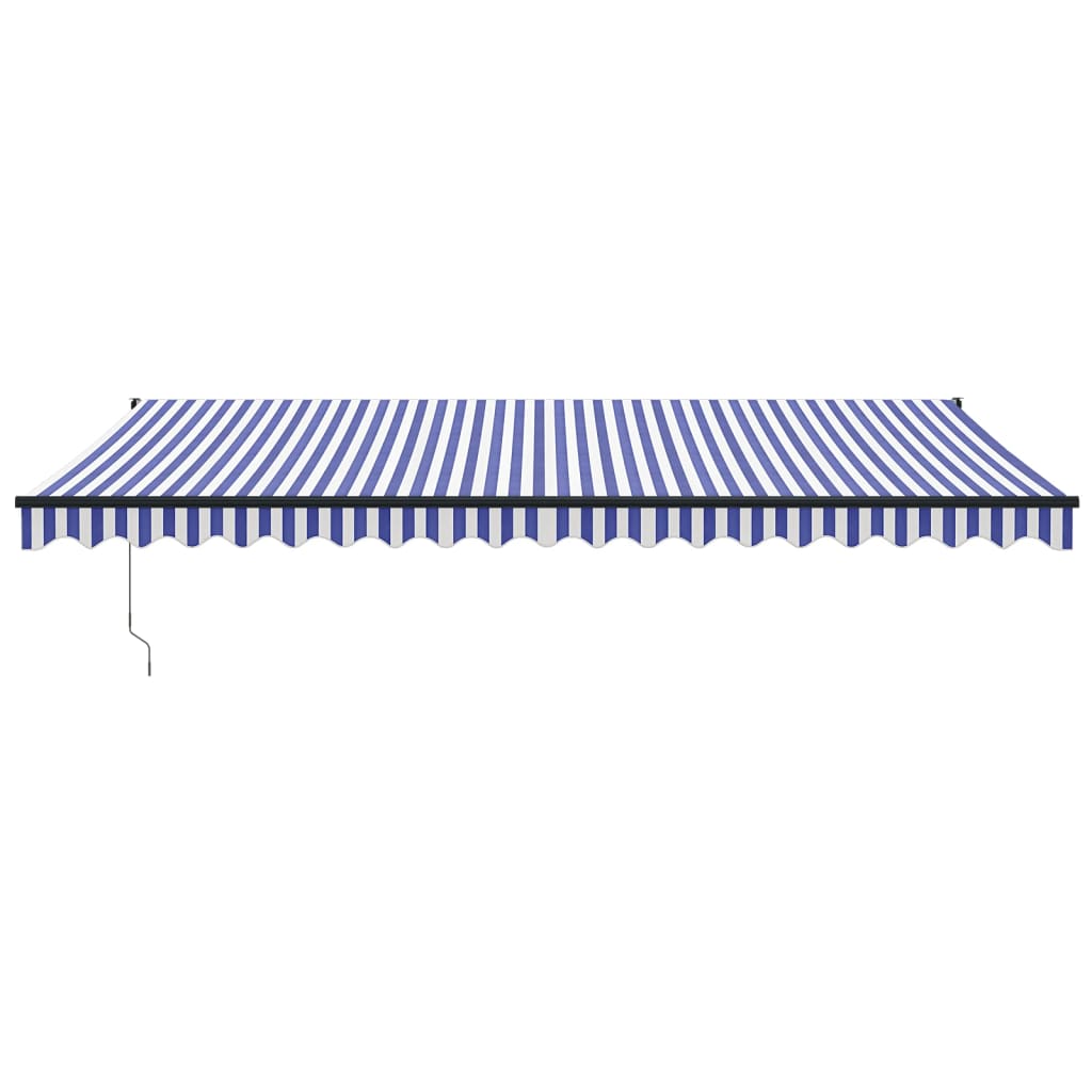 Retractable Awning Blue and White 5x3 m Fabric and Aluminum