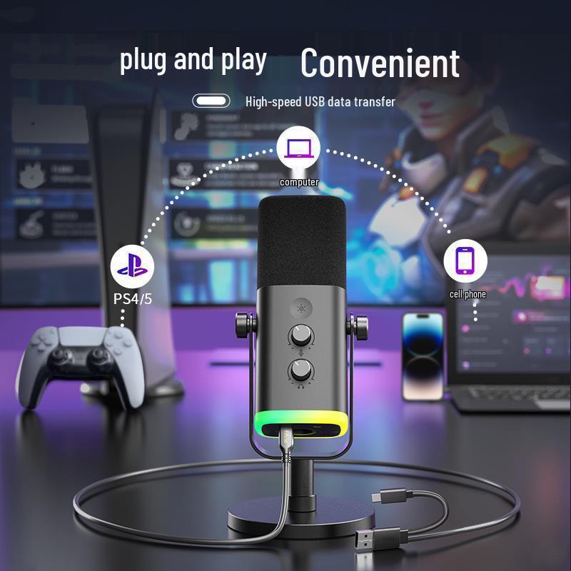 FIFINE AM8 RGB Динамический микрофон с шумоподавлением: Идеально для игр, стриминга и использования на рабочем столе